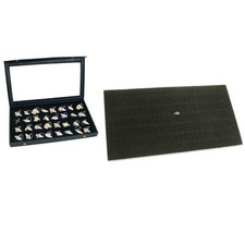 Faux Leather Jewelry Display Case W/ 32 72 Slot Tray Inserts Kit 3 Pcs
