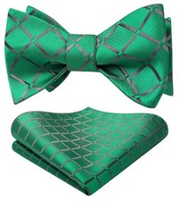 Bow Ties for Men Check Plaid Self Tie Bow Tie and One Size D-03 Dark Green
