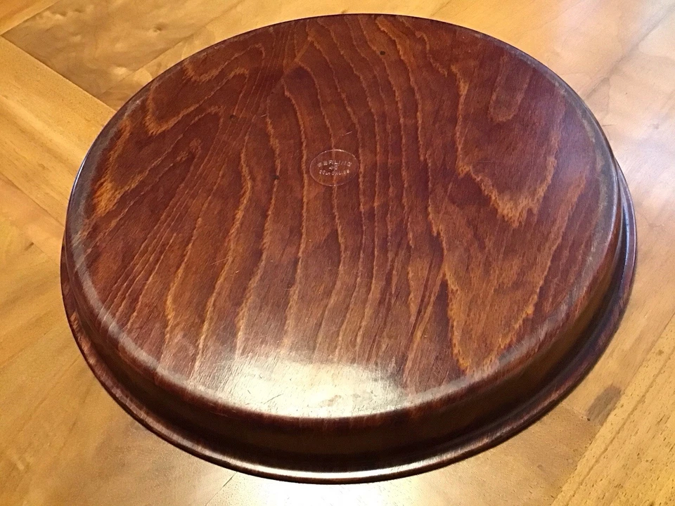 Vintage Tablett Gastrotablett rund Gerling Holz Gerlinol mit hohem Rand - Bild 3 von 4