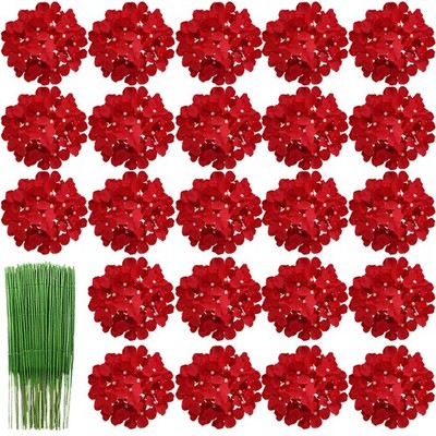 28 Pcs Silk Hydrangea Flowers Artificial Flowers 7 inch Hydrangea Head with s...