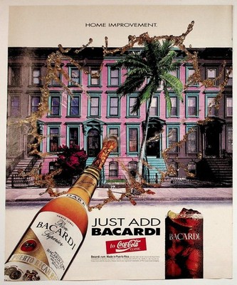 Bacardi Rum Vintage Print Advertisement Just Add Bacardi to Coca-Cola