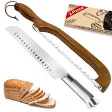 2 Pack Sourdough Bread Knife for Homemade Bread Serrated Bread Cutter Ergo-Sa...