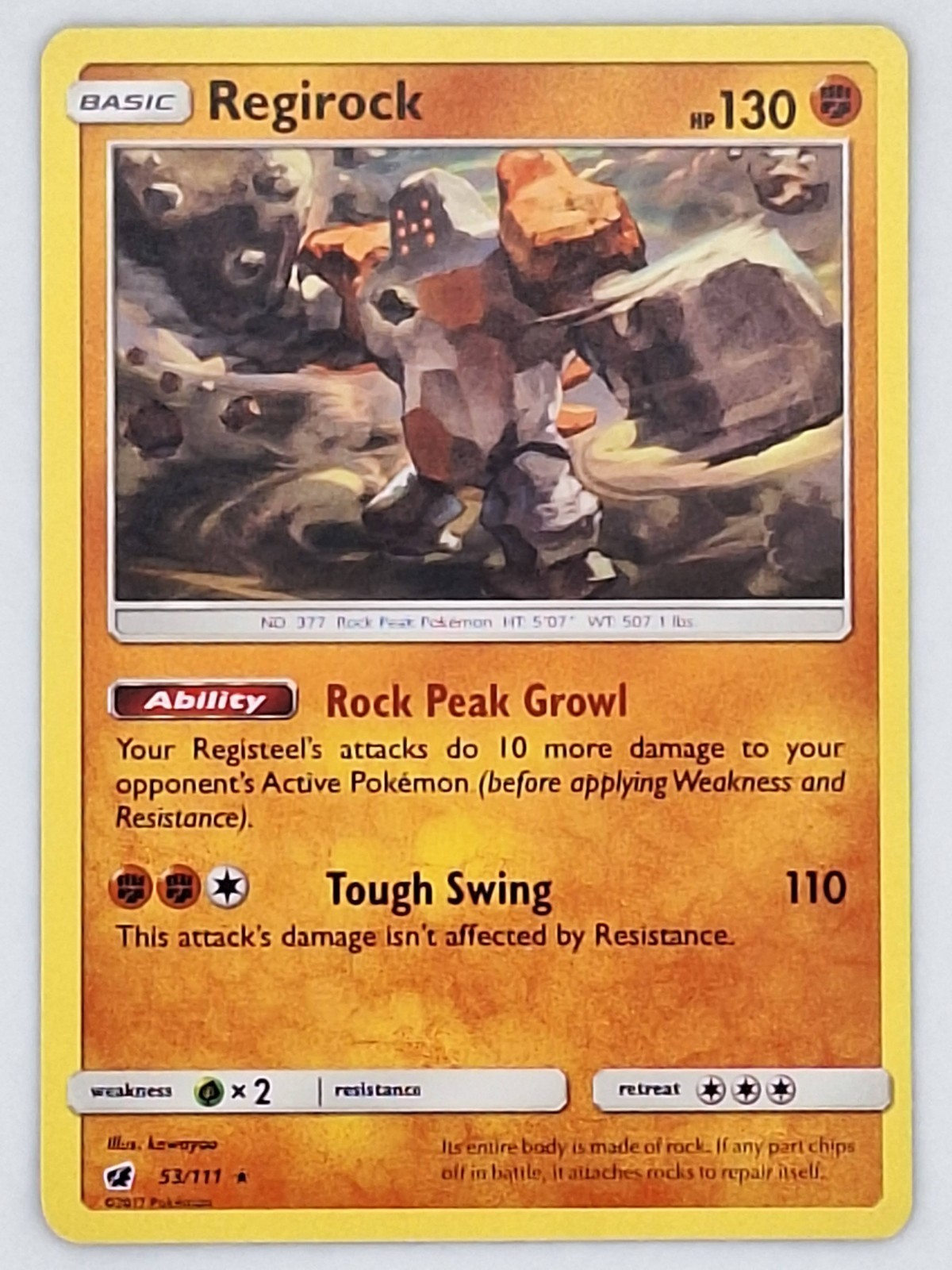 Regirock 53/111 Pokemon - Sun & Moon Crimson Invasion MP