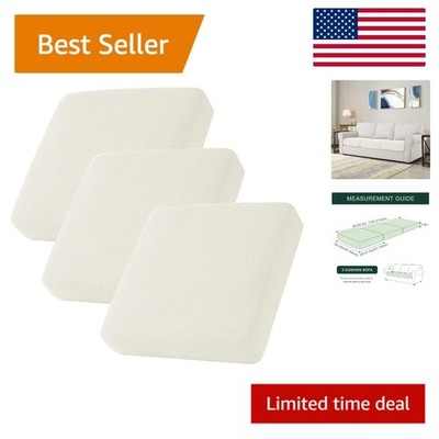 3-Piece Stretch Sofa Cushion Covers in Ivory White - Pet-Friendly & Washable