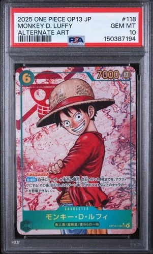 One Piece Card Game Monkey D. Luffy Alt Art OP13-118 JP 2025 PSA 10