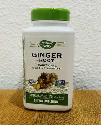 Ginger Root 1,100mg - Traditional Digestive Support - 240 Vegan Capsules