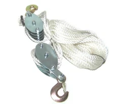 2 Ton Poly Rope Hoist Pulley Wheel Block and Tackle Puller Lift Tool 65 ft Rope