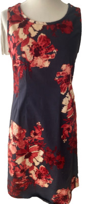 Adini cotton poplin/lycra dress sleeveless scoop neck side zip Size S
