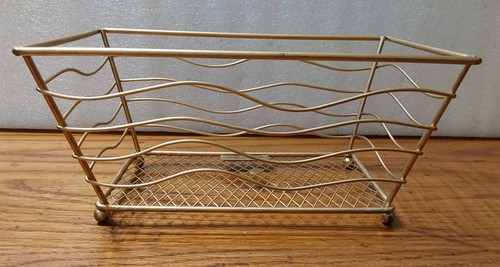 Estee Lauder Vintage Gold Tone Wire Basket Footed 9x4x5.5 - Afbeelding 1 van 3