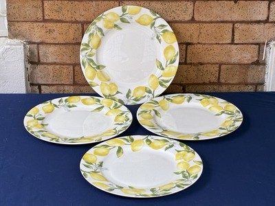 * Set of 4 * MIKASA -Bone China Lemons Dinner Plates  11''~  EXCELLENT CONDITION!
