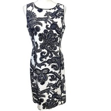 Talbots Floral Sheath Dress Sz 8 Knee Length Lined Sleeveless Career Classic