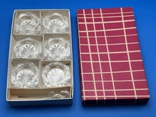 Vintage Bohemia Glass Salt Cellars with Spoons Set of 6 Czechoslovakia