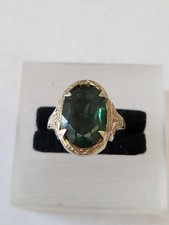 Jugendstil 830er Silber Ring  dunkel grüner  Spinell  Antikschmuck
