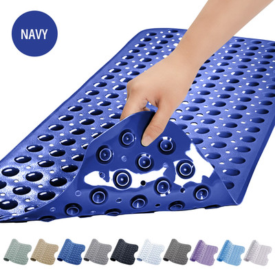 Extra Long Non Slip Bathtub Shower Mat 40x16 Anti Mold Suction Cups & Drain Hole