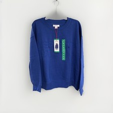 Esprit Women's Logo Fleece Crewneck Sweatshirt Blue Viral 80's Costco XL NEW