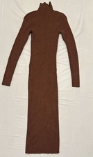 ASTR the Label Chocolate Mocha Brown Ribbed Knit Sweater Dress Mock Neck S