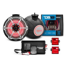 DS18 Marine Audio Bundle: 8" Coaxial Speaker Pods with 2-Channel Amplifier  BT