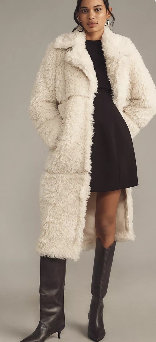 Anthropologie Badgley Mischka Yara Luxe Faux Fur Coat Lining