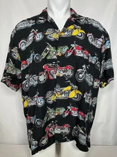 VTG PARADISE FOUND Hawaii Black Harley Motorcycles Shirt Men's XL