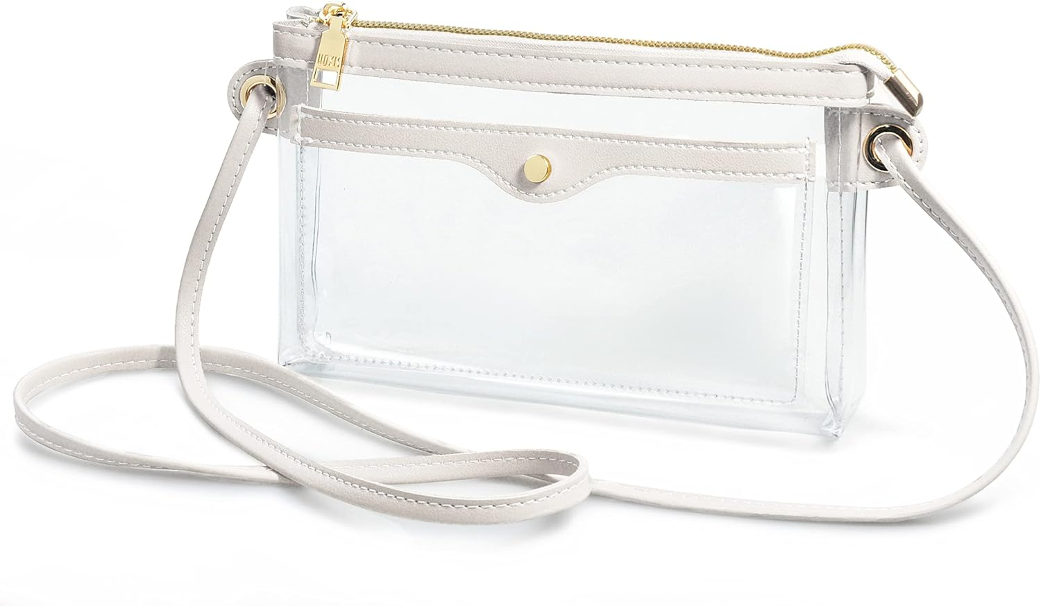 Clear PVC Crossbody Shoulder Bag with Vegan Leather Trim for Women  