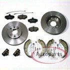 Bremsscheiben + Beläge vorne + Bremsbacken Set Zubehör hinten für Renault Twingo