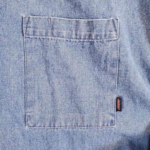 Dickies Blue Denim Cotton 20697 - L Button-Up Work Casual Long Sleeve Shirt Top - Picture 8 of 18