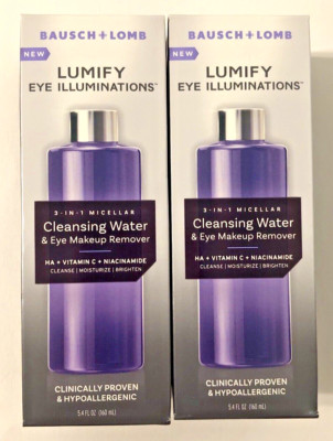 Bausch + Lomb Lumify Eye Illuminations Micellar Cleansing Water 5.4 oz Lot of 2