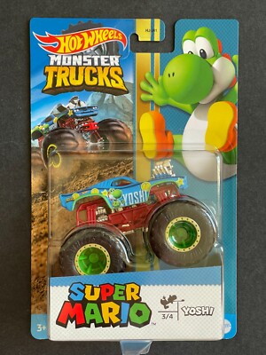 Hot Wheels 2023 Monster Trucks Super Mario - YOSHI - Rodger Dodger Blue #3 of 4