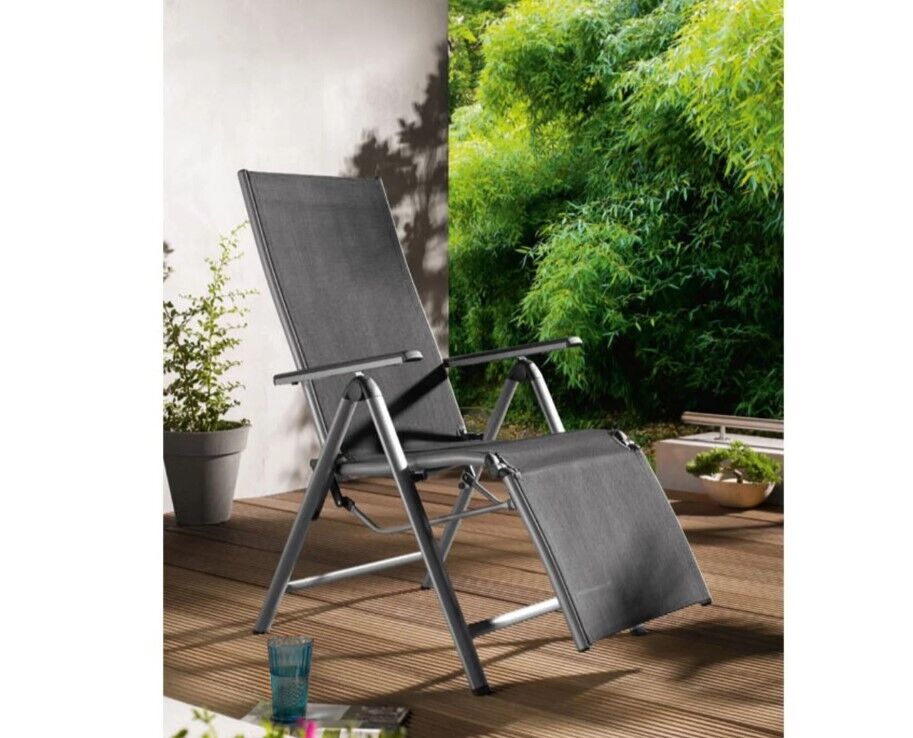 Relaxsessel-Alu klappbar Textilbespannung Liegestuhl Gartenmöbel 7 Positionen