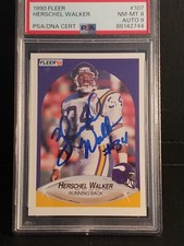 1990 Fleer - #107 Herschel Walker PSA/DNA Cert Auto Low Pop Minnesota Vikings