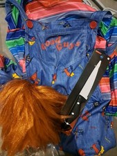 Spirit Halloween Costume Adult Mens S-M Good Guys Chucky Plays W/knife  Wig