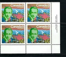 CANADA - SCOTT 654 - VFNH - LR PLATE BLOCK - GUGLIELMO MARCONI - 1974