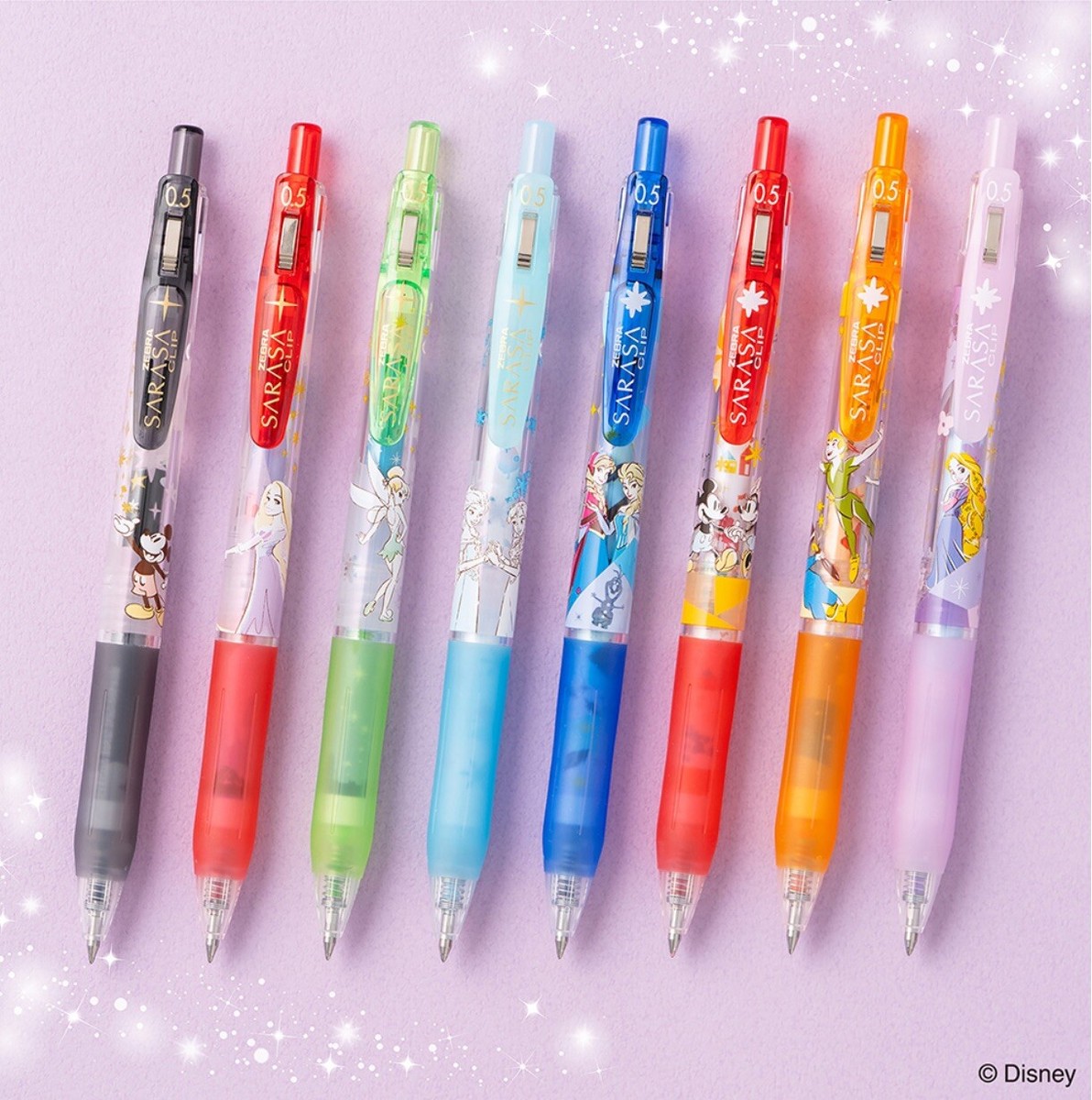 Zebra Sarasa Clip 0.5mm Gel Ink Rollerball Disney Fantasy Set Of 8