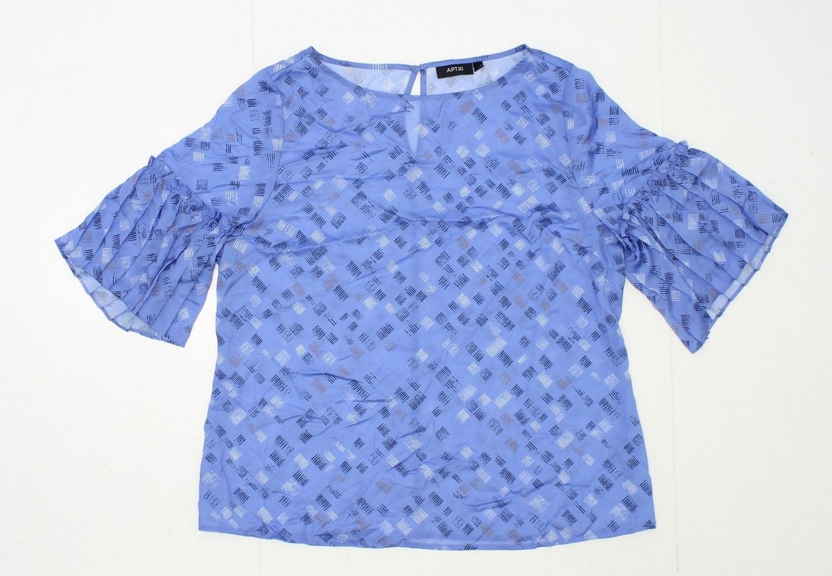 NEW Sample Apartment 9 Women's Ruffle Sleeve Blouse Shirt Blue Size 10 MSRP $36