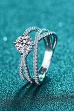 1Ct Round Cut White Moissanite Women Engagements Ring 14k White Gold Plated
