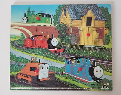 ￼Vintage 1990 Thoma The Tank Engine Pull Up Puzzle Educational made in England.