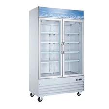 Omcan USA 50031 49" 2 Glass Door Freezer Merchandiser in White, 29 cu. ft.