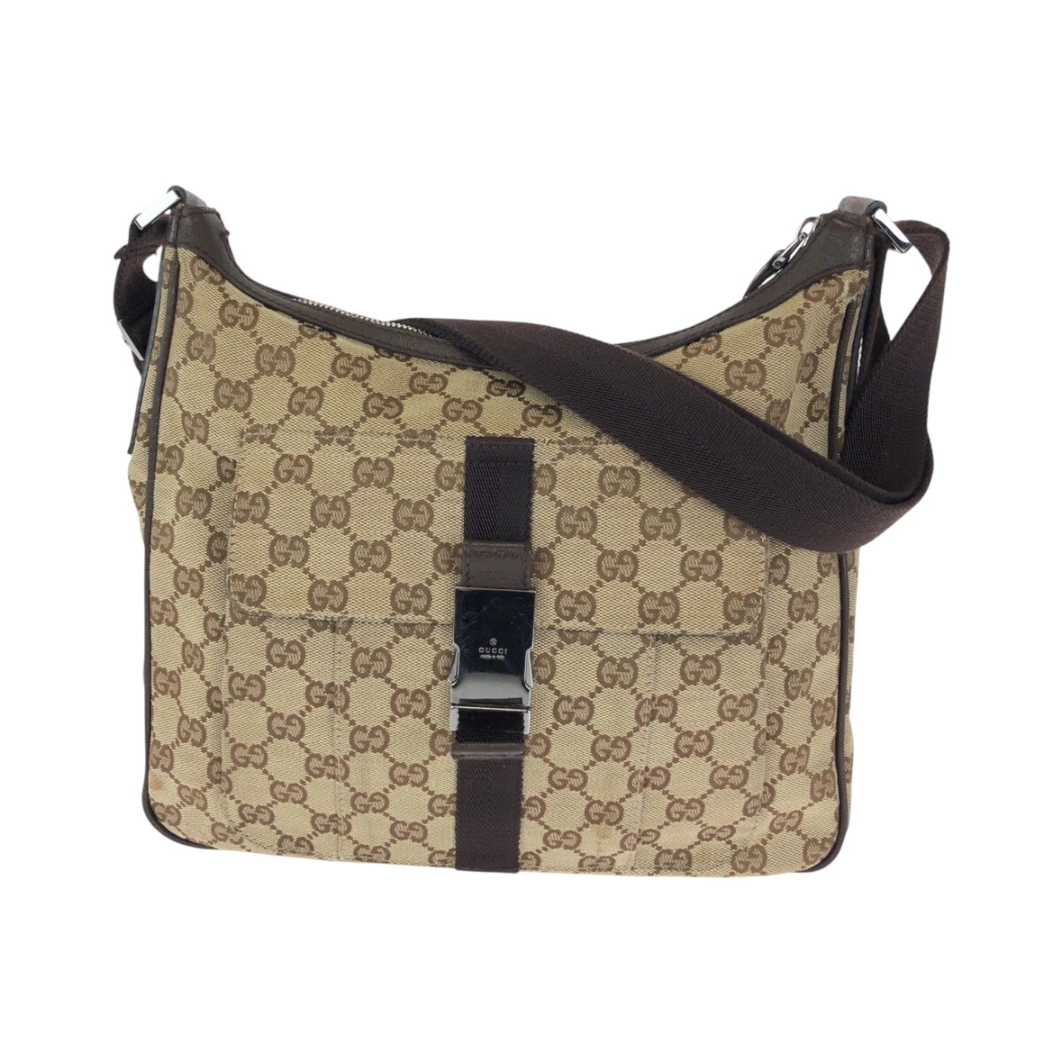 Sac à bandoulière GUCCI 131211 beige marron argent matériel GG toile GG