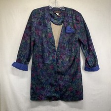 Vintage Just in Thyme Ltd Floral Blazer Jacket Cottage Core Print Size 10