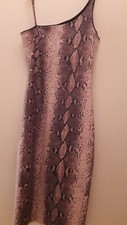 NEW Vintage 90 Zic-Zac One Shoulder Dress Snake Print
