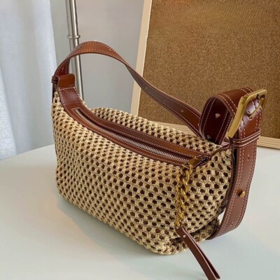 Raffia Bags for Women Designer Vintage Crossbody Genuine