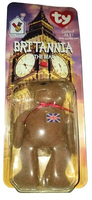 Brittania The Bear Plush. 1999 Ty McDonalds Teenie Beanie. New. Sealed. 