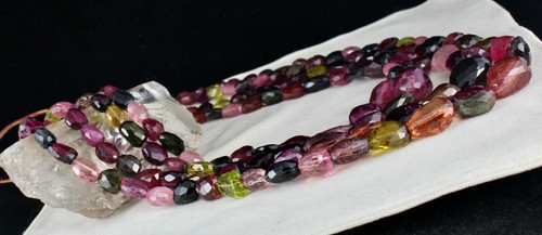 Certified Natural Multi Tourmaline Nugget Beads Necklace 4 L 2221 Ct For Women - Picture 10 of 12