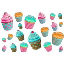 Cupcakes Assorted Vinyl Sticker Sheet Of 16 Vintage Style Laptop Bumper