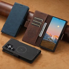 For Samsung Galaxy S22/S23/S24/S25 Ultra Magnetic Leather Wallet Mag Safe Case