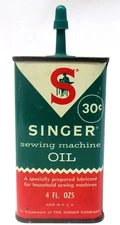 vintage SINGER SEWING MACHINE OIL 4 oz. can used household *