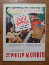 Vintage 1940s Philip Morris Cigarette Magazine Ad "Johnny & Director"