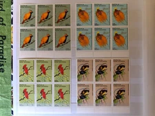 PAPUA NEW GUINEA 1970 BIRDS OF PARADISE BLOCKS of 6 MUH