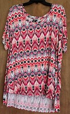 Bobeau Women Short Sleeve 2X Blouse/Tunic Geometrical Made In USA