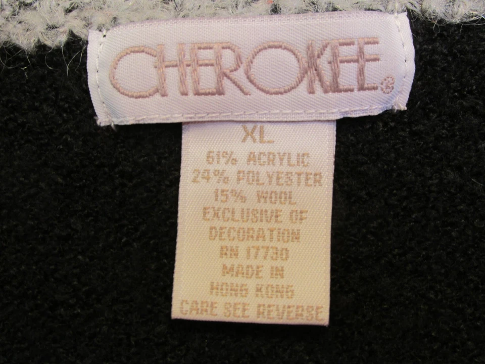 CHEROKEE Sweater Women Size XL Black White Button Down Long Sleeve Round Neck - Image 4 of 4